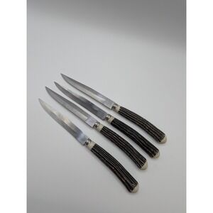 VTG Set of 4 Faux Antler Handle Country Cabin Kitchen KNIVES Japan Flatware